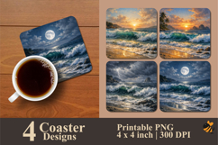 Majestic Ocean Wave Coaster Sublimation Design Product Image 1