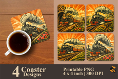 Golden Steam Journeys Coaster Sublimation Design Product Image 1