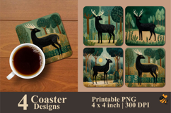 Black Deer Coaster Sublimation Design Product Image 1