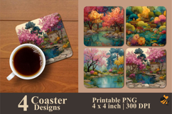Romantic Garden Coaster Sublimation Design Product Image 1