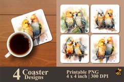 Cute Parrots Coaster Sublimation Designs Product Image 1