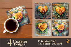 Yellow Rose Coaster Sublimation Design Product Image 1
