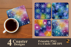 Snowflakes Pop Art Coaster Sublimation Design Product Image 1
