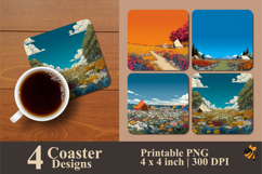 Camping Blooms Coaster Sublimation Design Product Image 1