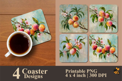 Fruits on Branches Coaster Sublimation Design Product Image 1