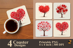 Valentine's Tree Coaster Sublimation Design Product Image 1