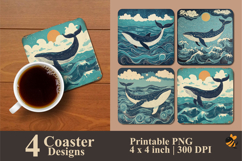Whale Abstract Coaster Sublimation Design Product Image 1