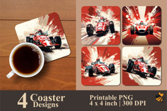 Racing Car Coaster Sublimation Design Product Image 1