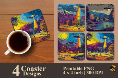 Fantasy UFO Coaster Sublimation Design Product Image 1