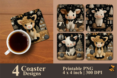 Cow Doll Coaster Sublimation Design Product Image 1