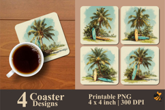 Classic Surf Moment Coaster Sublimation Design Product Image 1