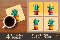 Cactus Coaster Sublimation Design Product Image 1