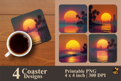 City Beach Twilight Coaster Sublimation Design Product Image 1