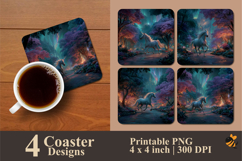 Majestic Unicorn Coaster Sublimation Design Product Image 1