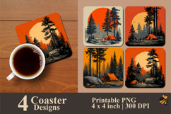 Cool Camping Coaster Sublimation Design Product Image 1