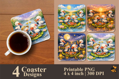 Cute Stork Party Coaster Sublimation Design Product Image 1