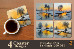 Winter Whisper Clouds Coaster Sublimation Design Product Image 1