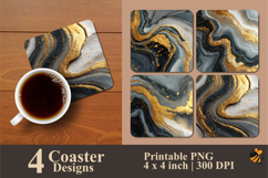 Gold Marble Texture Coaster Sublimation Design Product Image 1