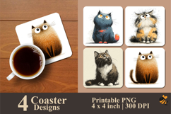 Cat Vector Coaster Sublimation Design Product Image 1