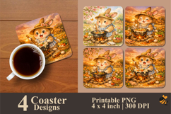 Rabbit Cooking Coaster Sublimation Design Product Image 1