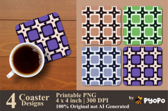 Retro Grid Coaster Sublimation Design Product Image 1