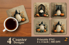 Cute Ghost Coaster Sublimation Design Product Image 1