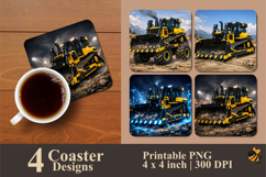 Realistic Buldozer Coaster Sublimation Design Product Image 1