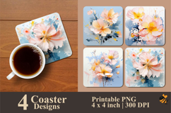 Pastel Flowers Coaster Sublimation Design Product Image 1