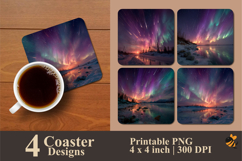 Aurora Storm Fall Coaster Sublimation Design Product Image 1