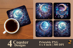 Boho Compass Coaster Sublimation Design Product Image 1