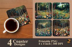 Flower Forest Coaster Sublimation Design Product Image 1