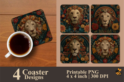 Majestic Lion Coaster Sublimation Design Product Image 1
