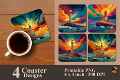 Lighthouse Island Coaster Sublimation Design Product Image 1