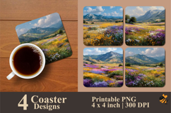 Wildflower Field Coaster Sublimation Design Product Image 1