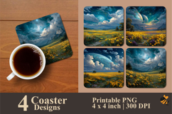 Sunflower Garden Coaster Sublimation Design Product Image 1