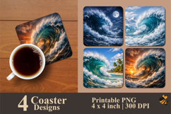 Big Wave Coaster Sublimation Design Product Image 1