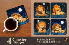 Sleeping Lion Coaster Sublimation Designs Product Image 1