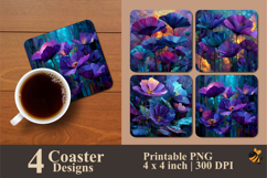 Giant Flowers Coaster Sublimation Design Product Image 1