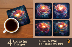 A Radiant Rose Coaster Sublimation Design Product Image 1