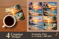 Summer Sunset Coaster Sublimation Design Product Image 1