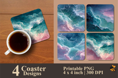 Beach Waves Coaster Sublimation Design Product Image 1