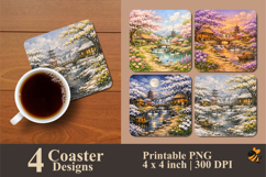 Spring Cherry Blossoms Coaster Sublimation Design Product Image 1