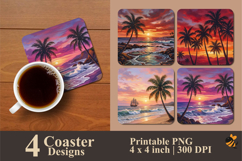 Dusk At The Beach Coaster Sublimation Designs Product Image 1