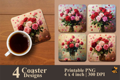 A Flower Coaster Sublimation Design Product Image 1