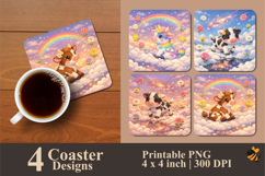 Rainbow Cow Coaster Sublimation Design Product Image 1