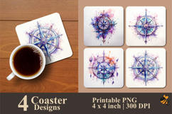 Boho Compass Coaster Sublimation Design Product Image 1