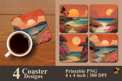 Sunset Petal Coast Coaster Sublimation Design Product Image 1