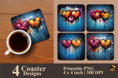 Colored Love Coaster Sublimation Design Product Image 1