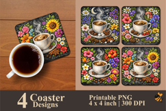 Tropical Aroma Cup Coaster Sublimation Design Product Image 1