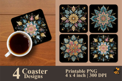 Winter Mandala Coaster Sublimation Design Product Image 1